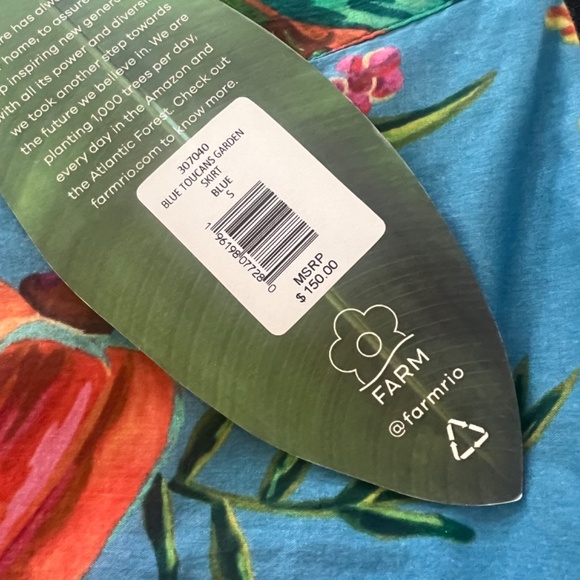 New FARM Rio blue toucans garden skirt size small floral spring/summer - Picture 3 of 9
